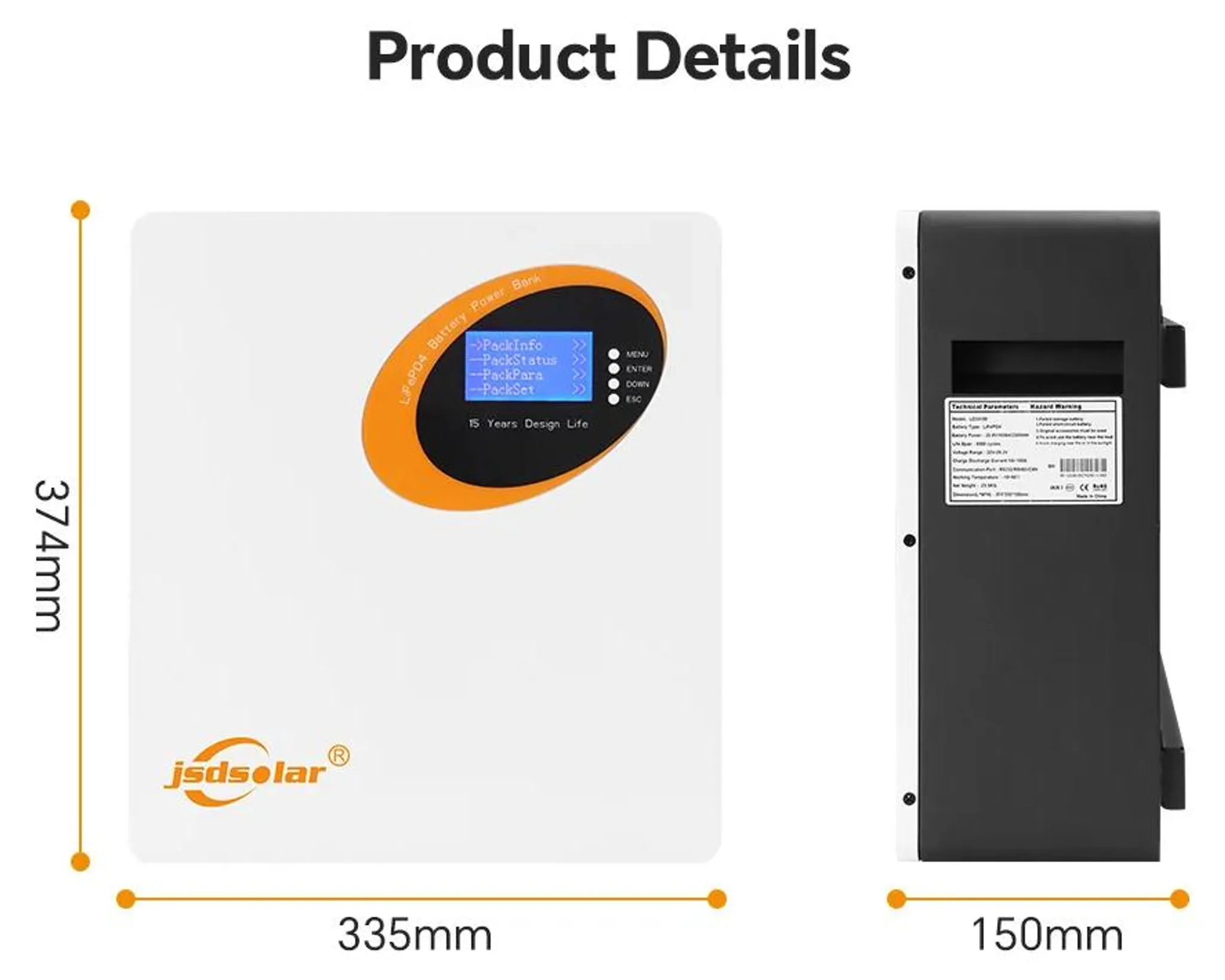 Solarakku LD48100 LiFePO4 5 kWh, 100 Ah, 51,2 V, 6000 Zyklen, BMS – Bild 4