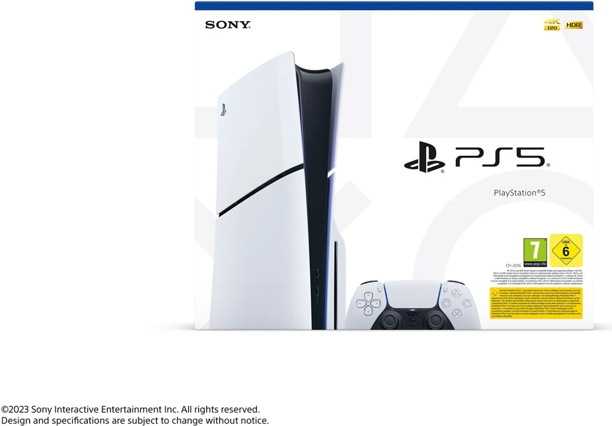Sony PlayStation 5 Slim Disc Edition, 4K, HDR, 1 TB SSD, Weiß