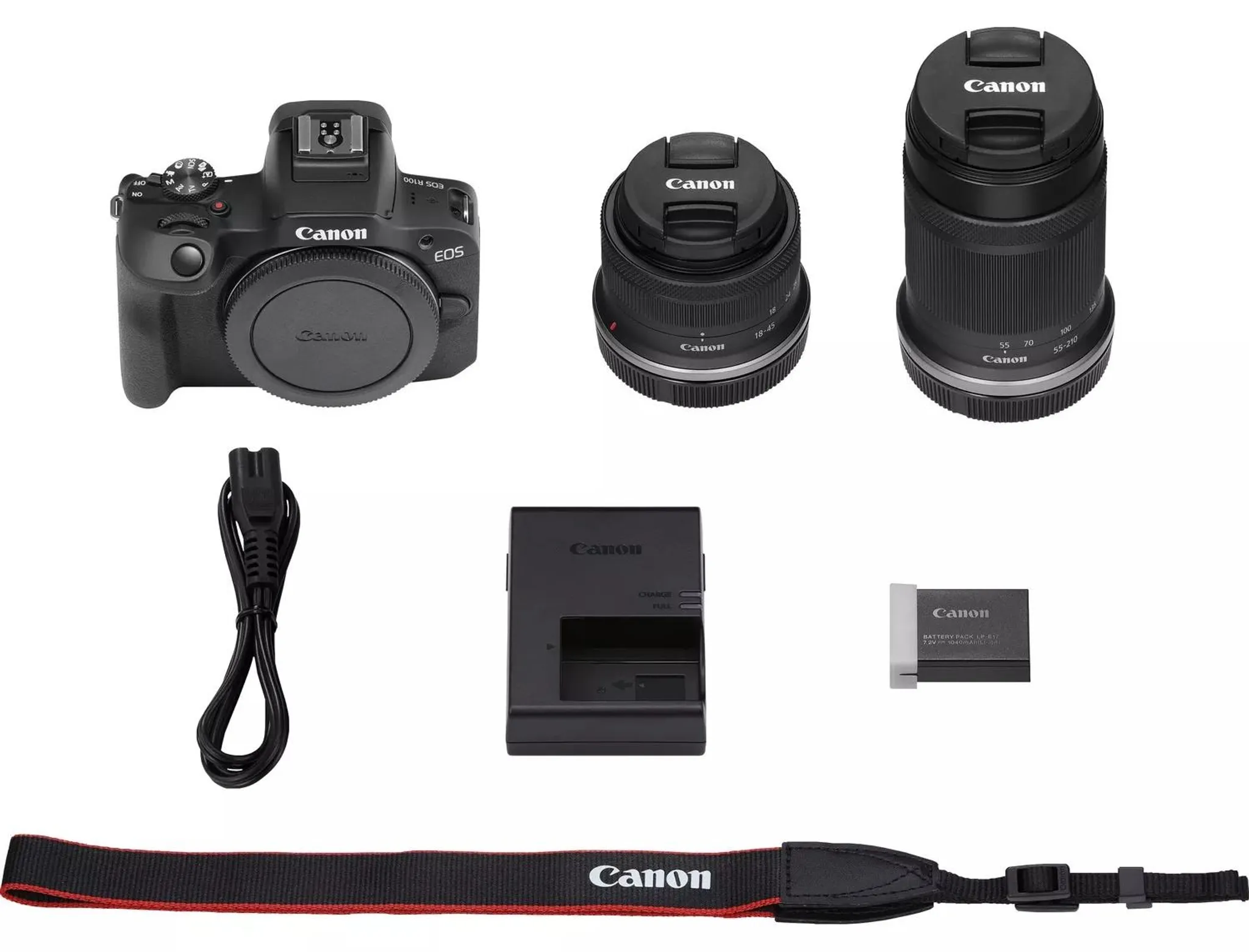 Canon EOS R100 + RF-S 18-45 mm + RF-S 55-210 mm Doppelzoom-Set