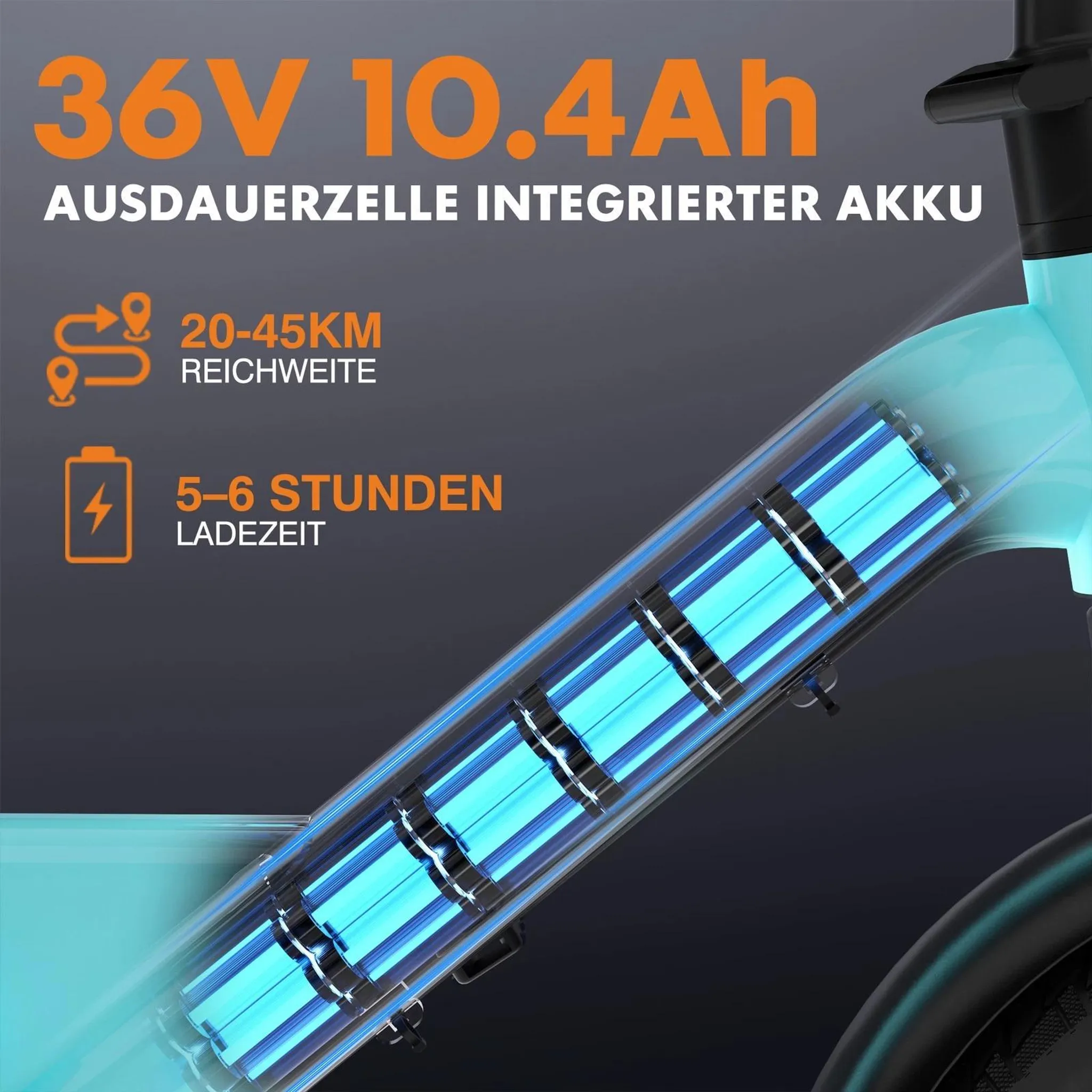 Falt-E-Bike 14 Zoll City-Klapprad, 250 W, 36 V 10 Ah, 65 km – Bild 6