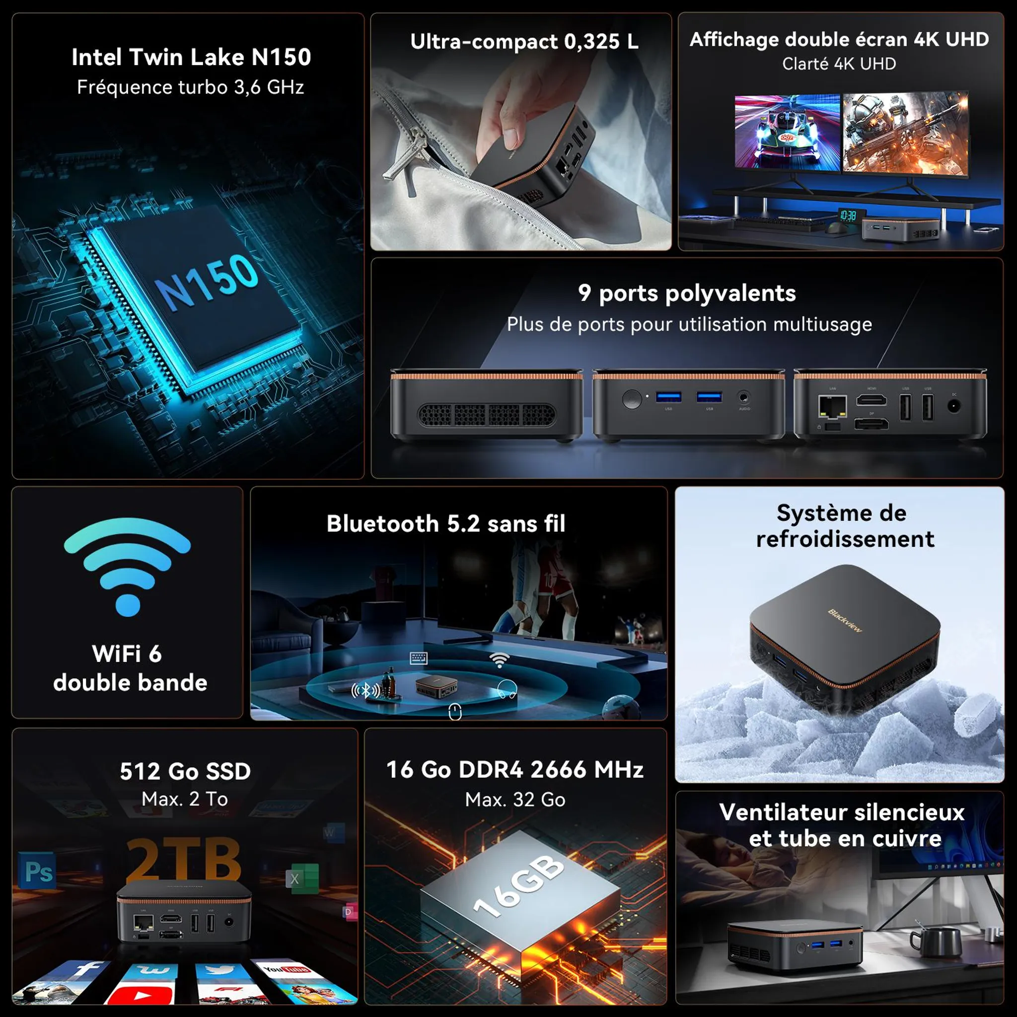 Blackview MP20 Mini-PC, Intel N150, 16 GB RAM, 512 GB SSD, Win 11 Pro – Bild 3