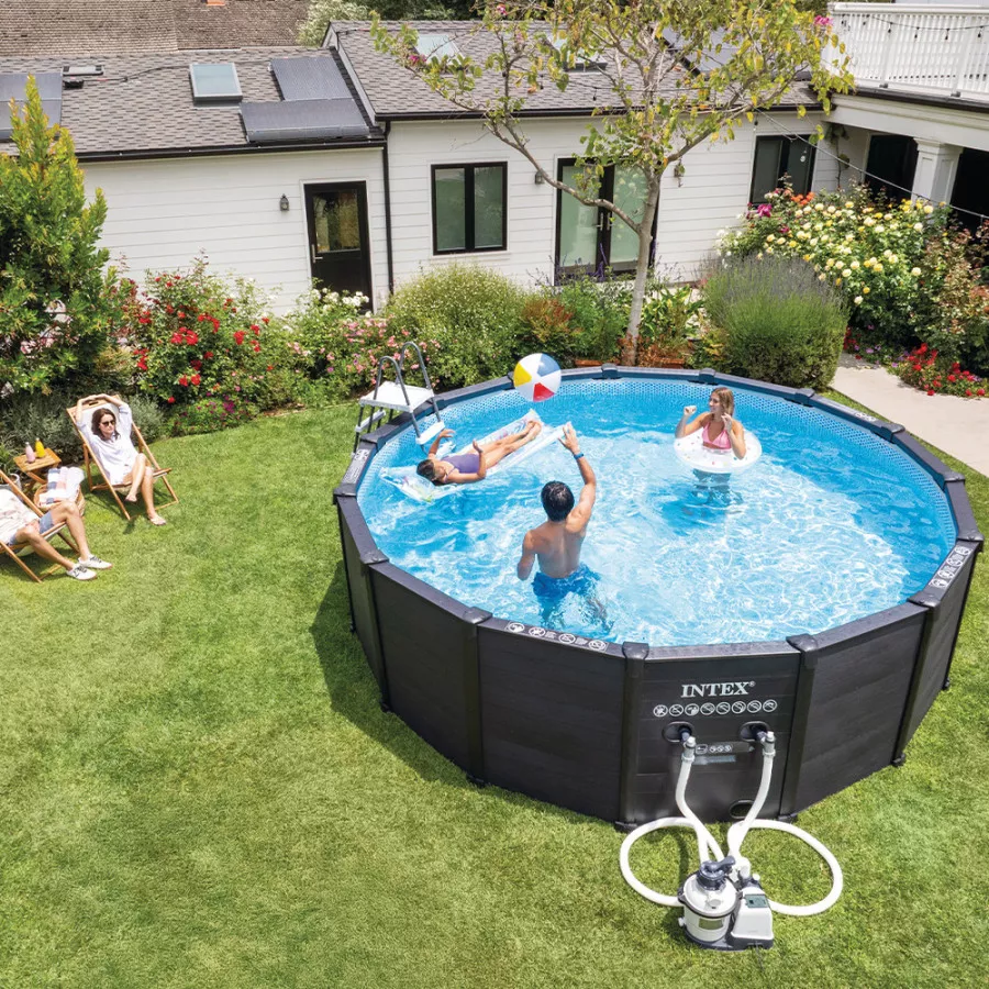 Intex Graphite Stahlrahmen-Pool rund 4,78 x 1,24 m
