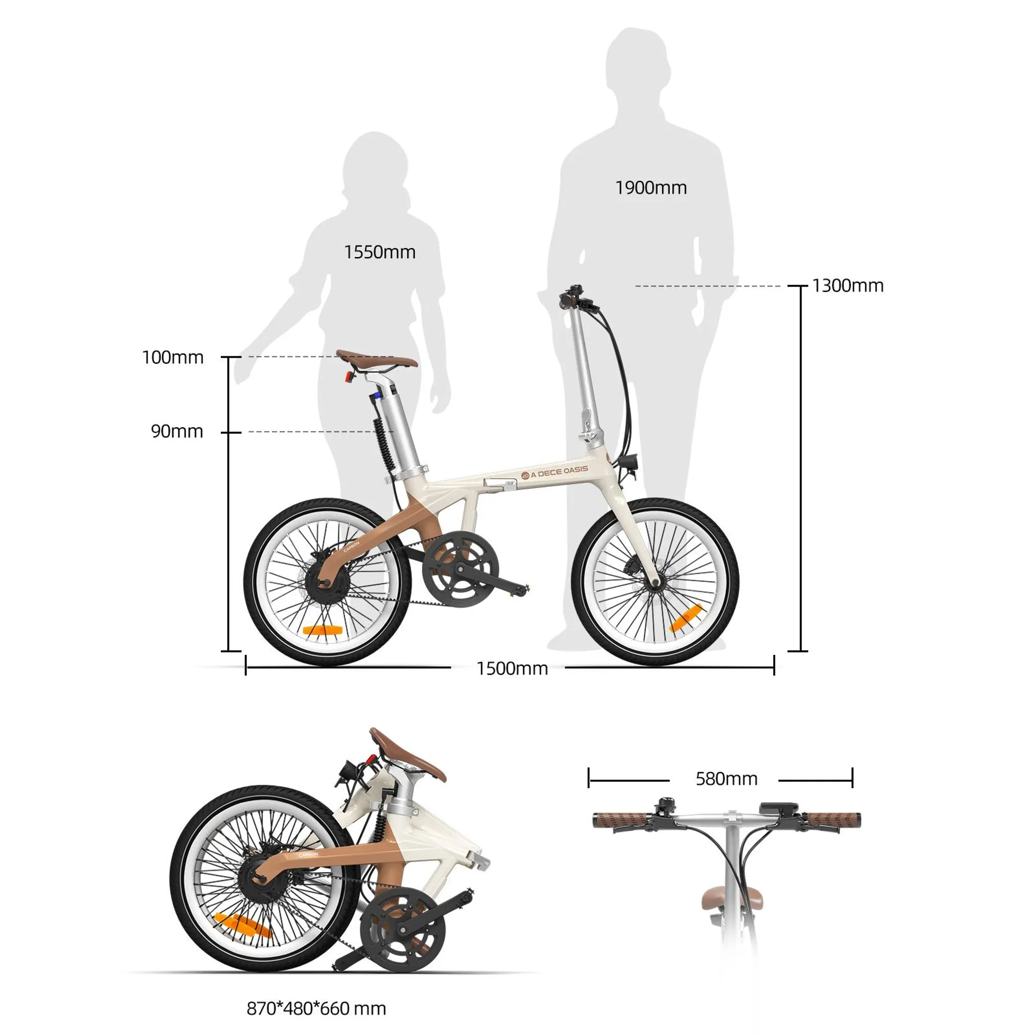 ADO Air Carbon Falt-E-Bike 250 W, Riemenantrieb, GPS, App, City – Bild 12