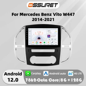 Autoradio Android 12, 10,1 Zoll, Doppel-DIN, 360-Kamera, GPS