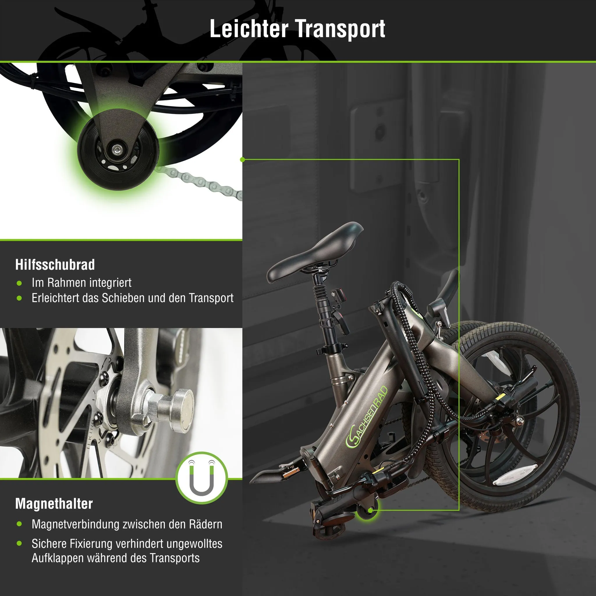 SachsenRAD F11 Pro MagPuma Falt-E-Bike mit Transporttasche – Bild 2