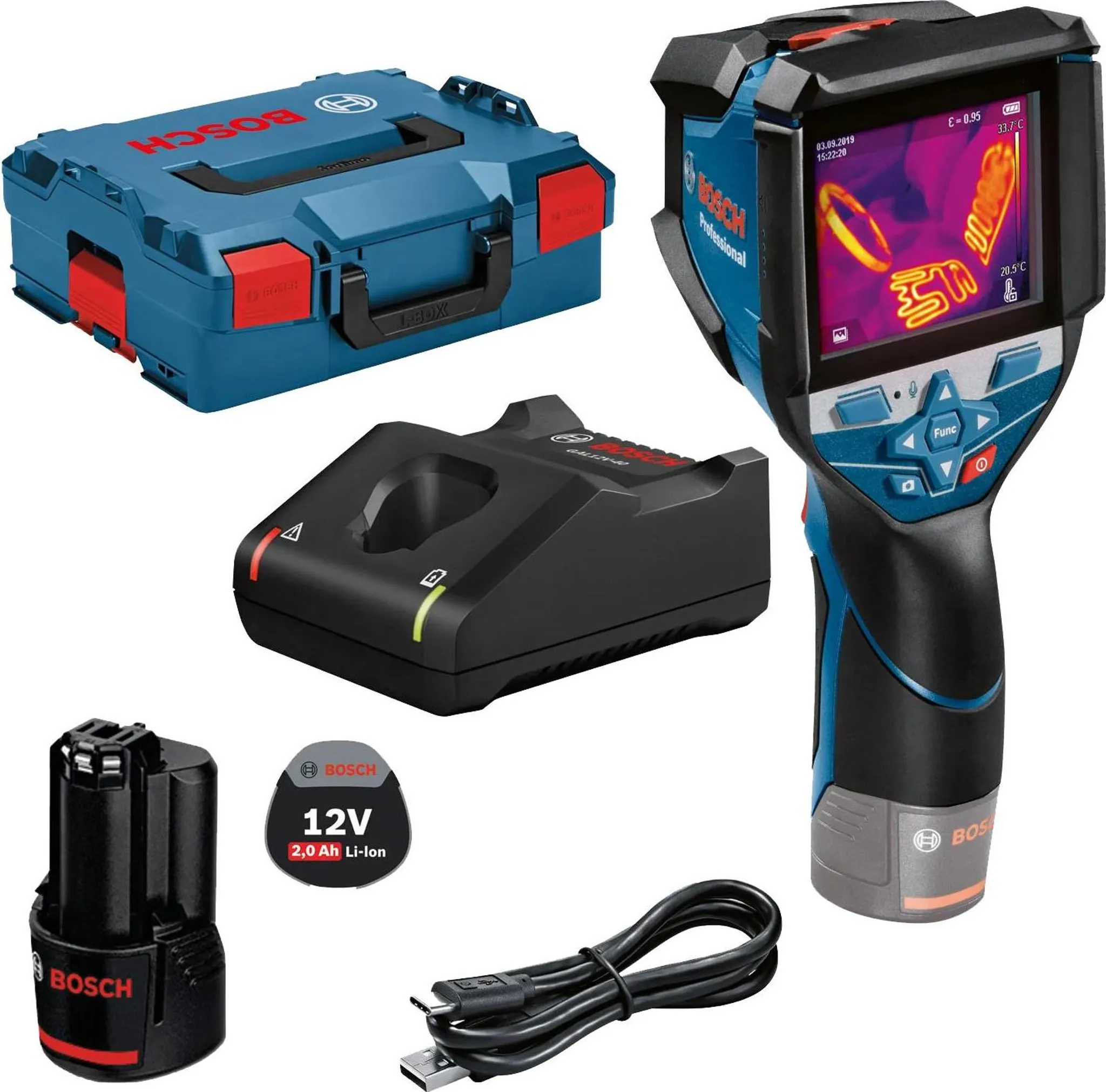 Bosch Wärmebildkamera GTC 600 C, Akku GBA 12 V 2,0 Ah, L-BOXX