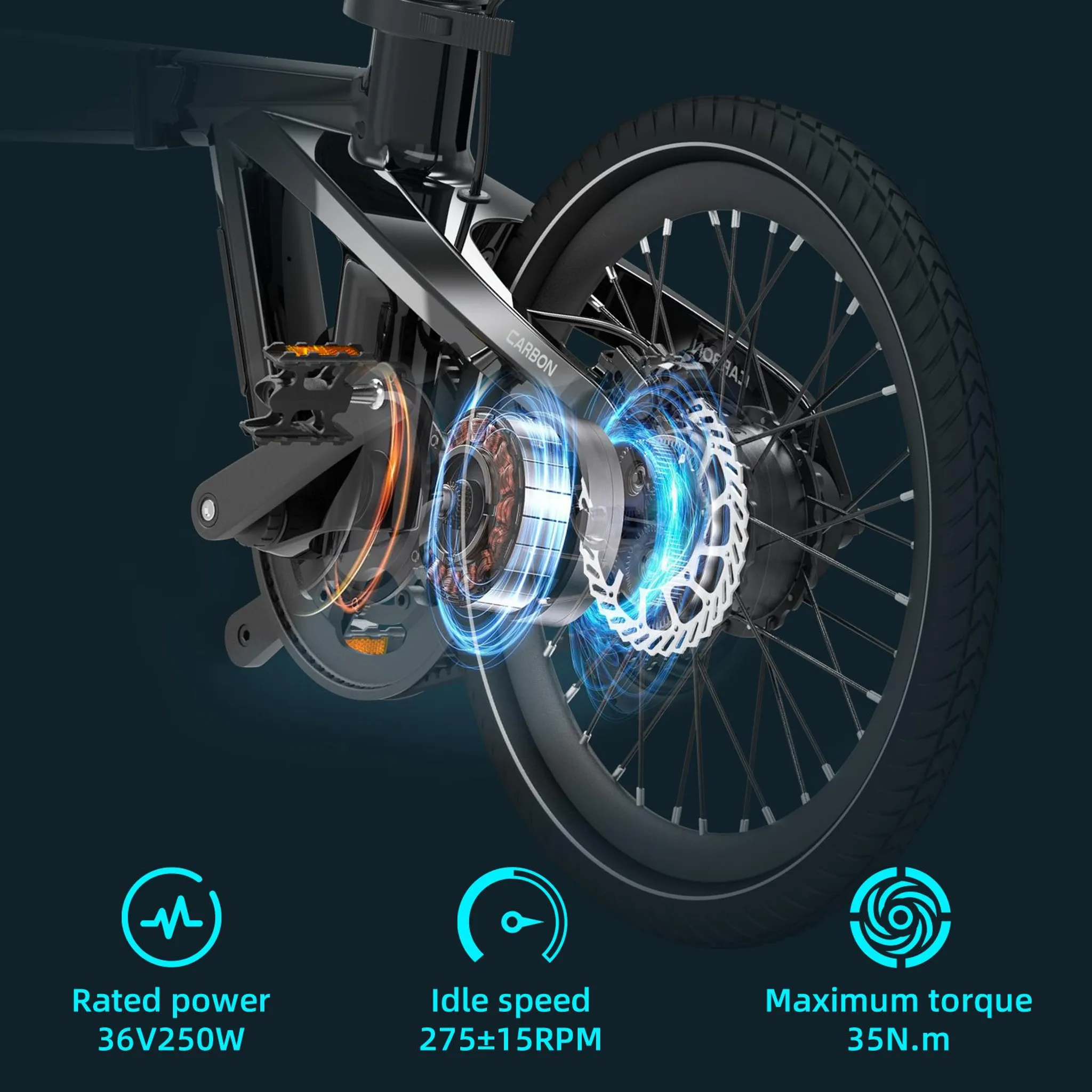 ADO Air Carbon Falt-E-Bike 250 W, Riemenantrieb, GPS, App, City – Bild 7