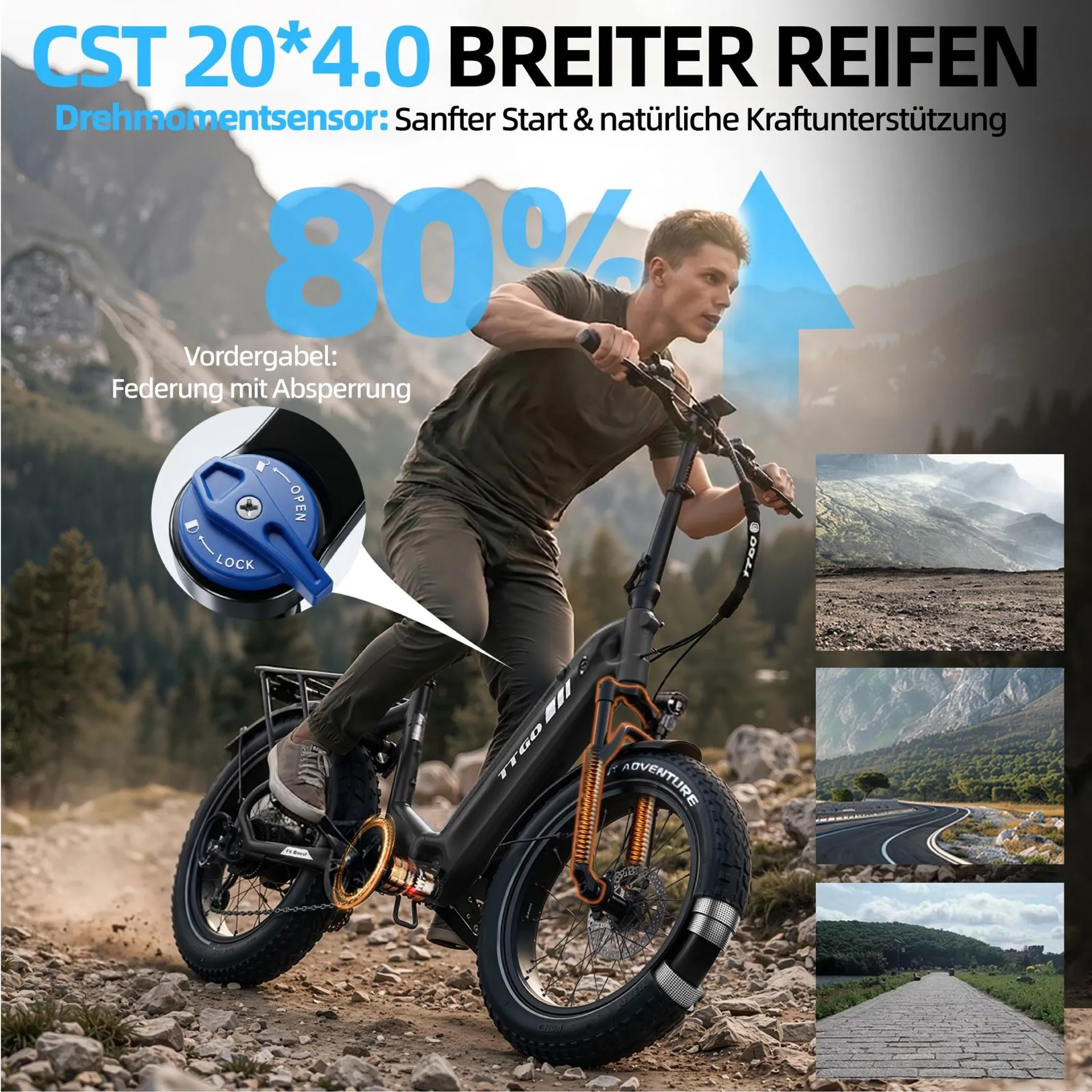 Falt-E-Bike 48 V 18 Ah, 20 x 4,0 Zoll Fat Tire, 70 Nm, 140 km – Bild 9