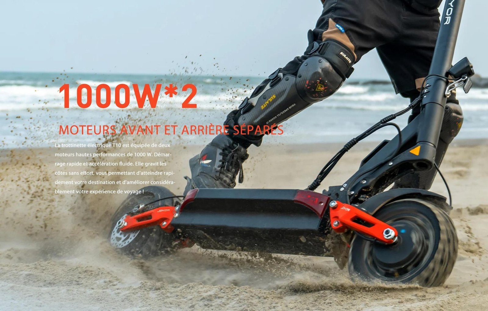 JOYOR T10 Pliable Trottinette électrique - Moteur 1000W x2 Batterie 60V18AH Pneus de 10 Pouces - Noir