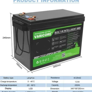 LiFePO4-Akku 24 V, 100-A-BMS, LCD, für Wohnmobil, Boot und Solar
