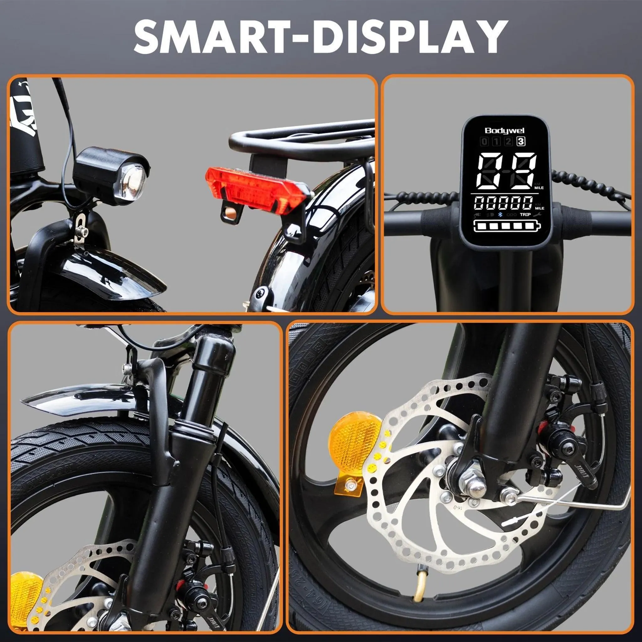 Falt-E-Bike 14 Zoll City-Klapprad, 250 W, 36 V 10 Ah, 65 km – Bild 8