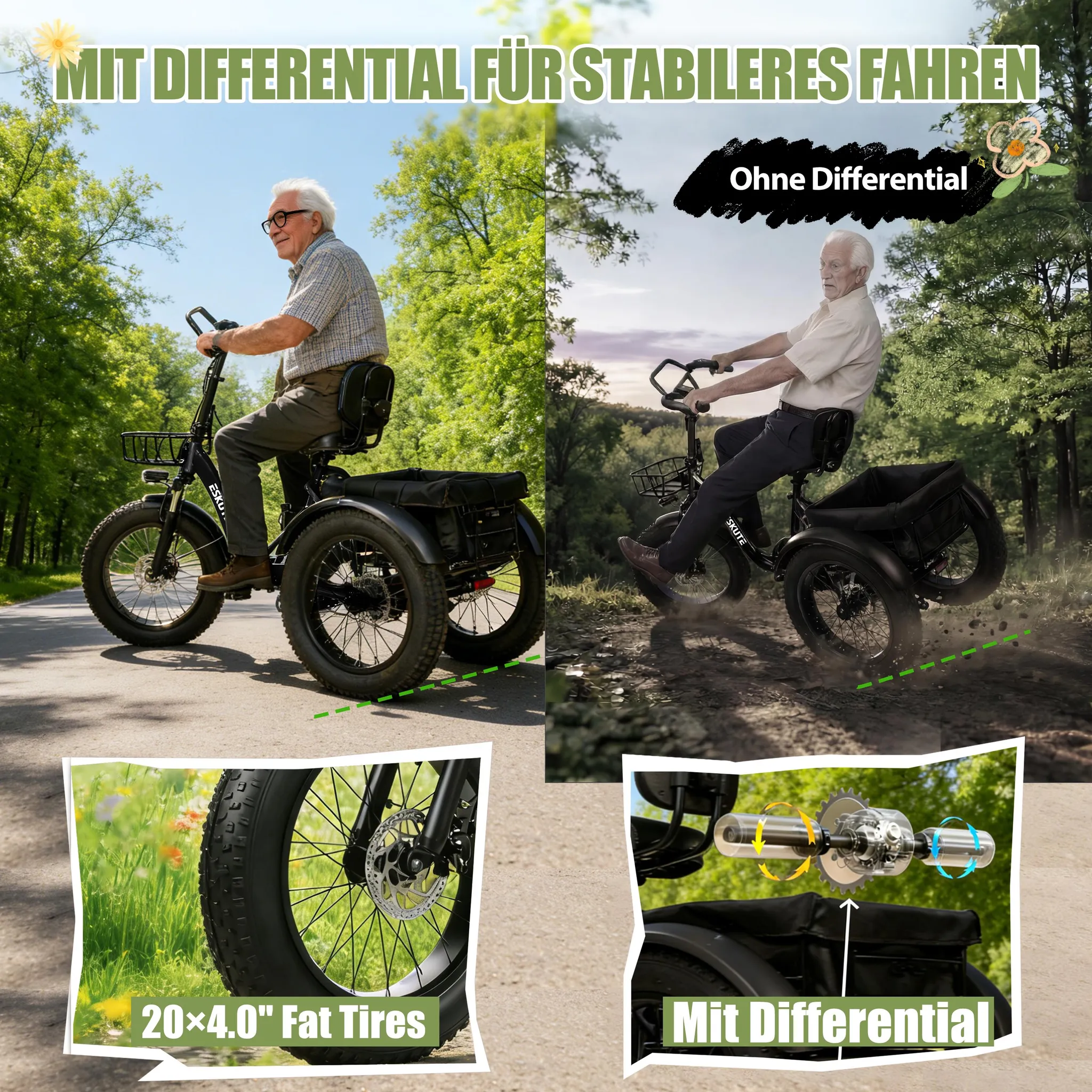 ESKUTE T302 Pro Falt-E-Bike 250 W, 20,8 Ah, Scheibenbremsen, Weiß – Bild 4