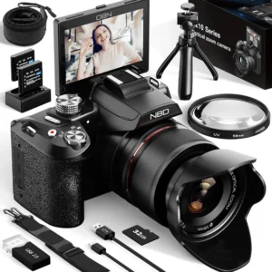 NBD Digitalkamera 64 MP, 16x Zoom, 5K-Video, WLAN, 32-GB-Karte
