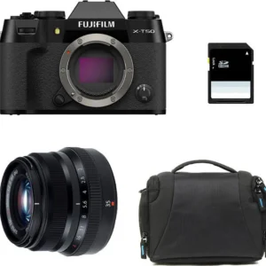 FUJIFILM X-T50 SCHWARZ + 35 mm f/2 WR + Tasche + SD-Karte 8 GB