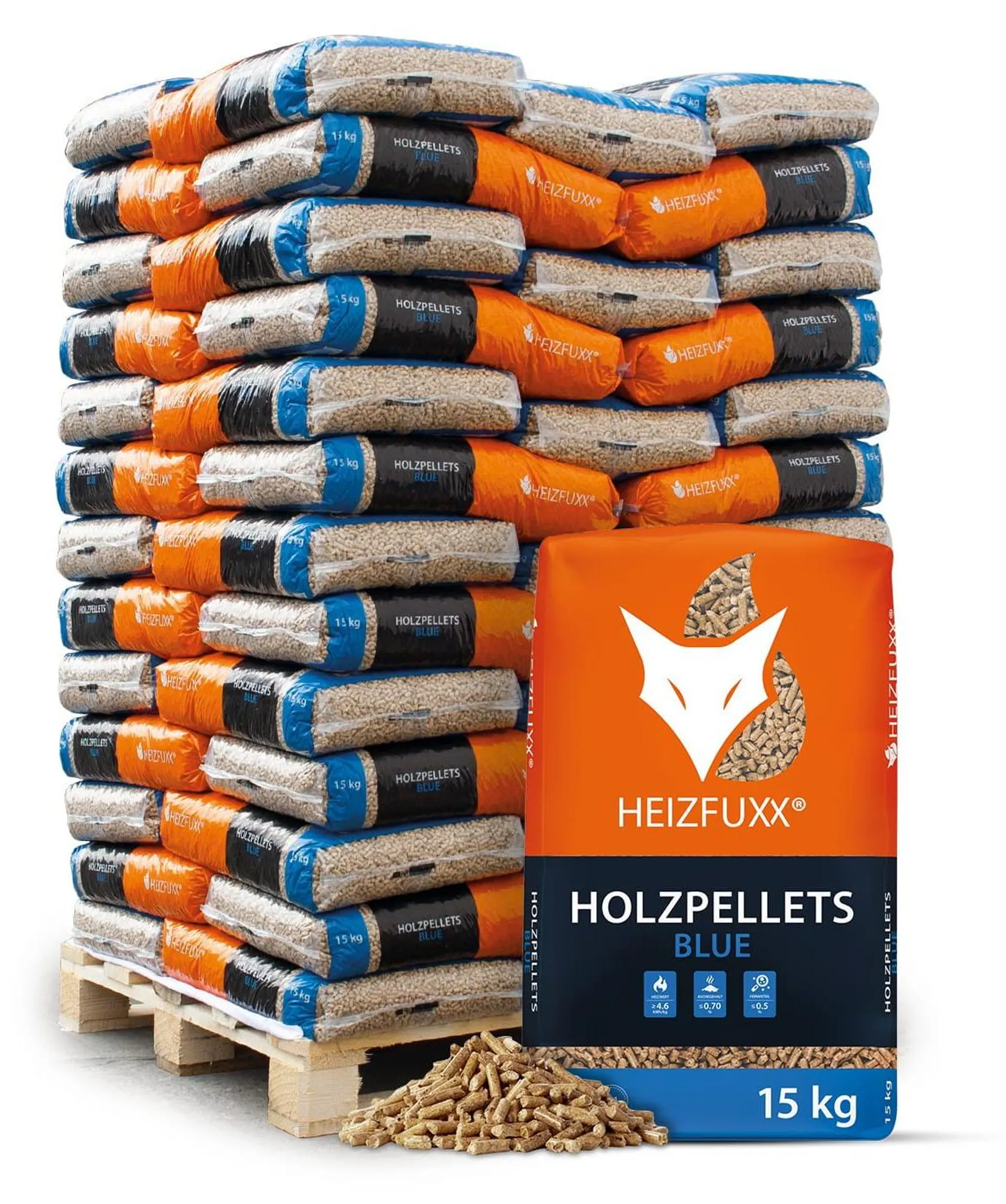 Holzpellets HEIZFUXX blau