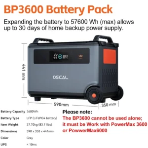 Zusatzakku BP3600 LiFePO4 3600 Wh für PowerMax 3600/6000, Bluetooth