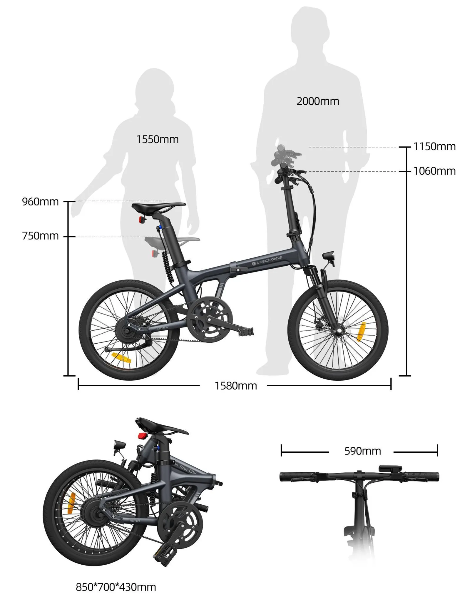 2x ADO Air 20S Falt-E-Bike 20 Zoll, 250 W, Riemen, StVZO – Bild 8