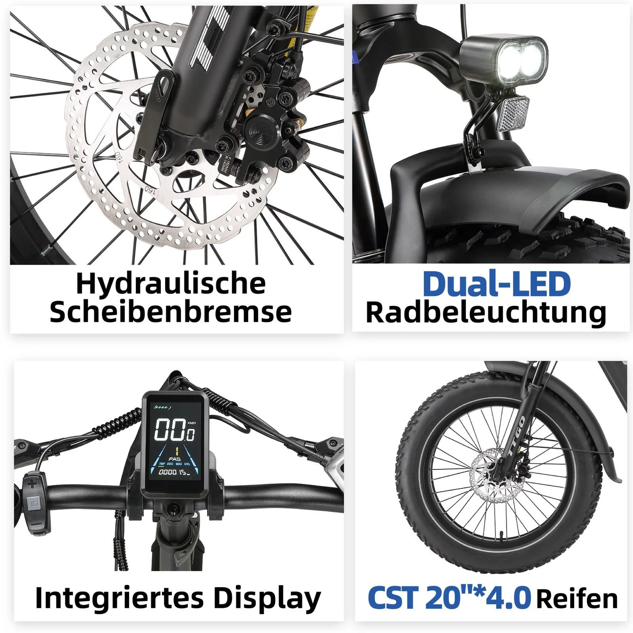 Falt-E-Bike 48 V 18 Ah, 20 x 4,0 Zoll Fat Tire, 70 Nm, 140 km – Bild 16