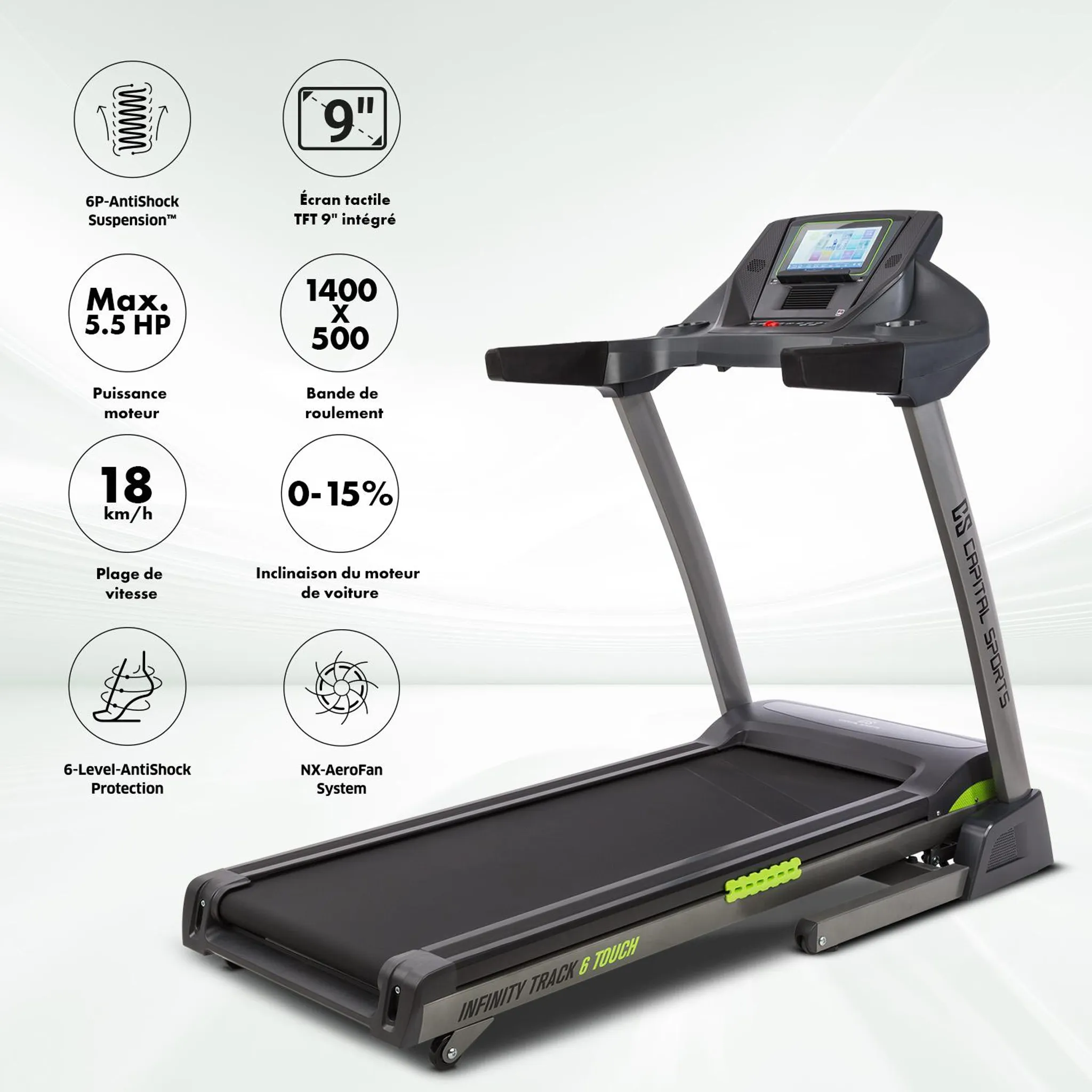 Infinity Track 6.0 Touch Laufband 5,5 PS WLAN Touchscreen – Bild 6