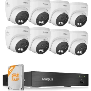Überwachungsset 8 Kanäle 4K UHD, 1 TB, Dome-Kameras, außen, Weiß