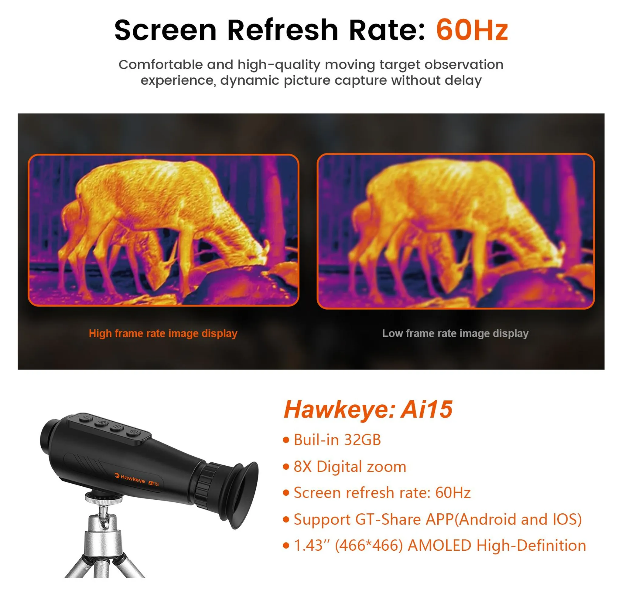 GTGUARD Hawkeye Ai15 Wärmebildmonokular, 8x Zoom, AMOLED, IP66 – Bild 9