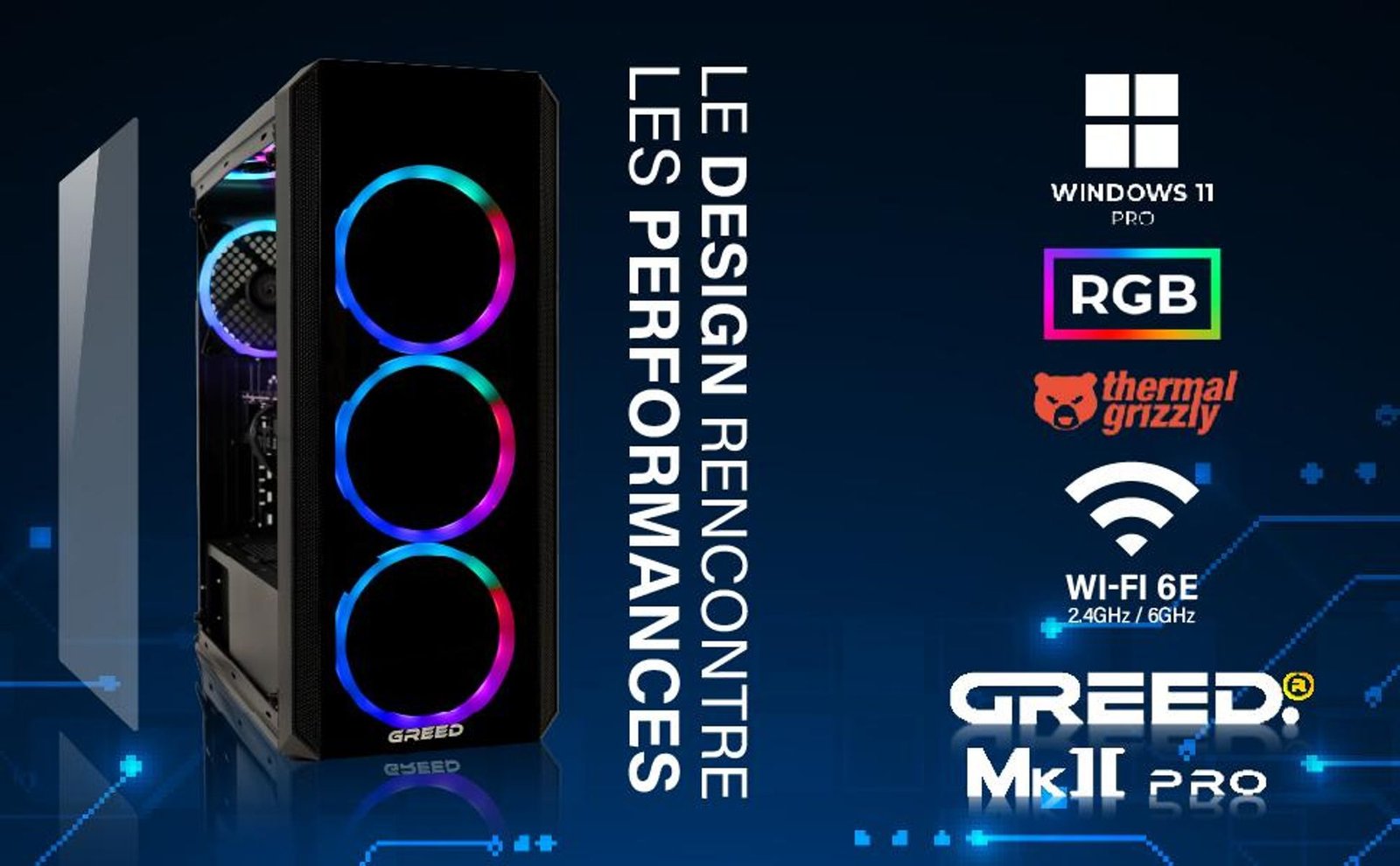 Greed® MK2 Pro - PC Gamer - Intel i7 12700F - NVIDIA RTX 5070 - Ordinateur avec 4,9 GHz - 32 Go DDR4 - SSD 2 To - Watercool - Wi-Fi - Win11 Pro