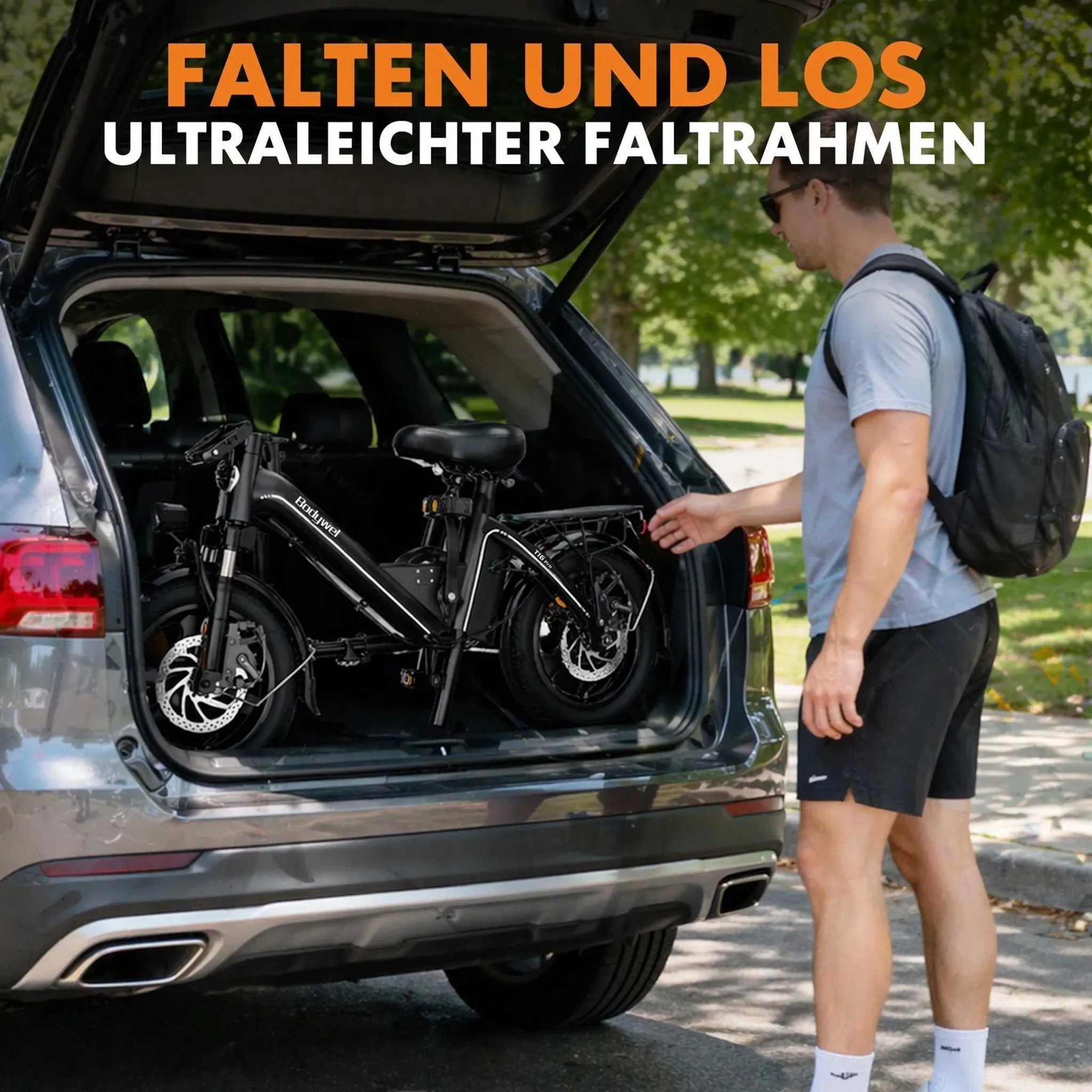 Falt-E-Bike 14 Zoll City-Klapprad, 250 W, 36 V 10 Ah, 65 km – Bild 12