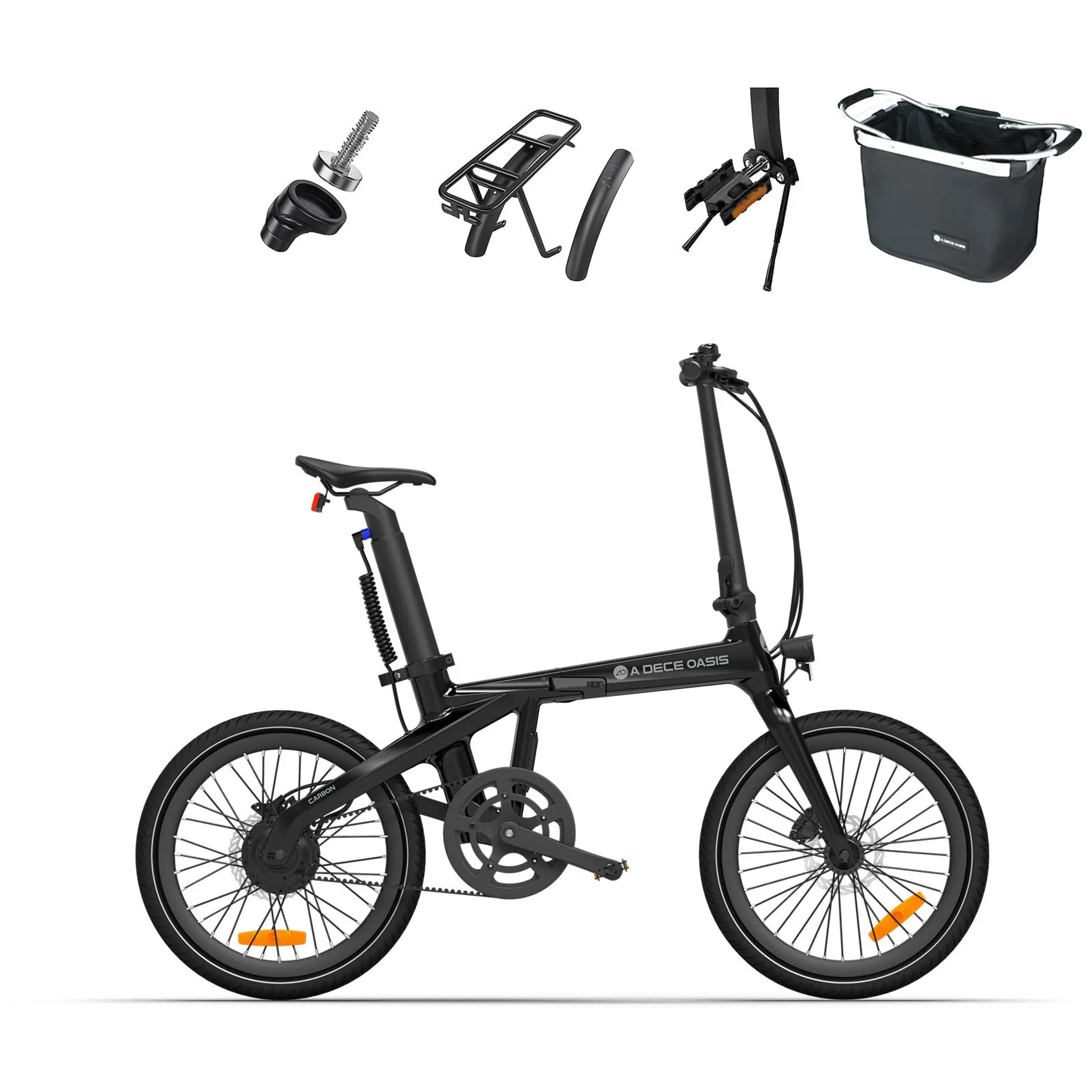 ADO Air Carbon Falt-E-Bike 250 W, Riemenantrieb, GPS, App, City