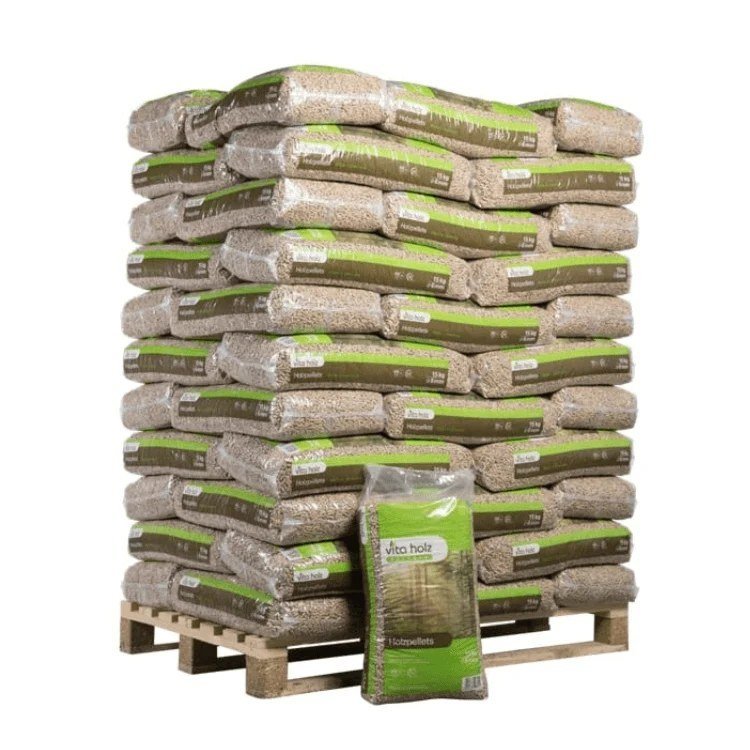 Holzpellets Vitaholz – Palette mit 66 Säcken à 15 kg (990 kg)
