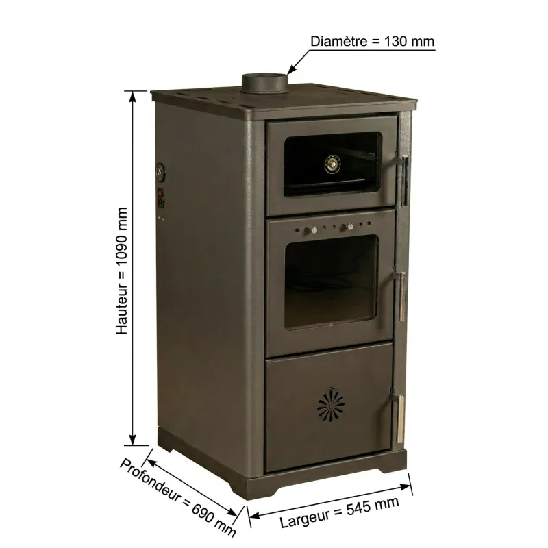 Wasserführender Kaminofen mit Backfach Neptune – 25 kW