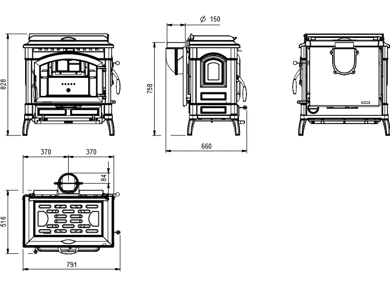Kaminofen mit Warmhalteplatte Isotta con cerchi – 9,3 kW – Bild 5